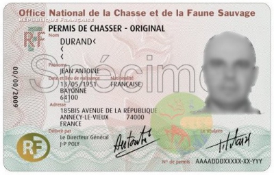 specimen permis de chasser